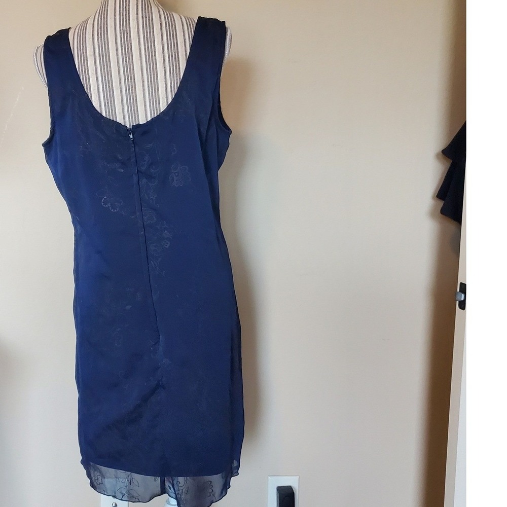 Giorgio Fiorlini Collection Navy Blue Floral Sleeveless Shift‎ Dress Size 13/14